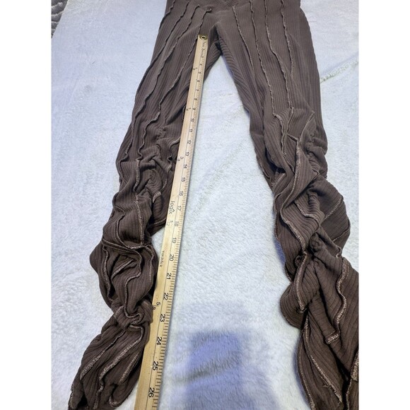 Bad society Club Dark Brown Ribbed Leggings Form Fit Y2K V Line XL Soft Comfy - Picture 4 of 12